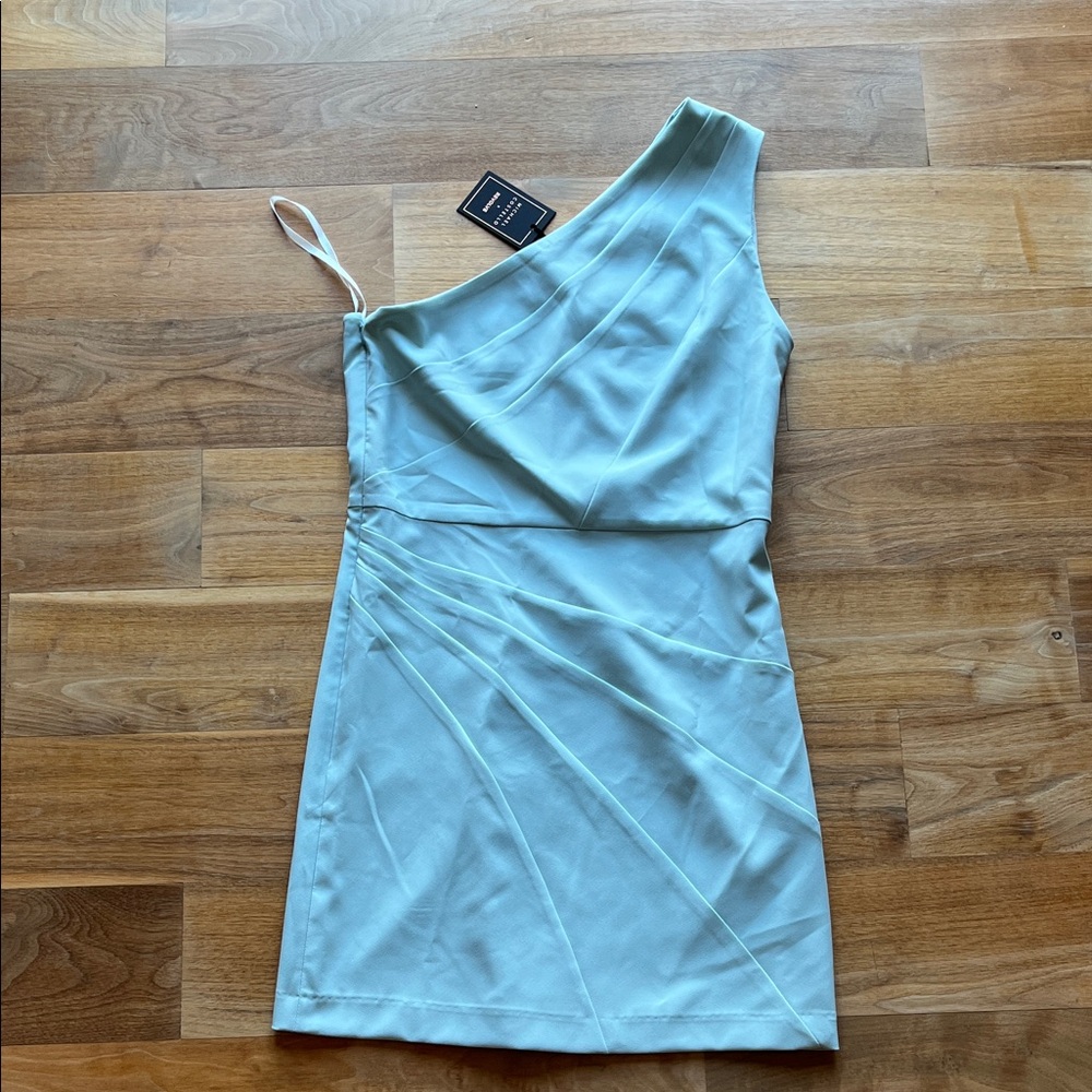 Michael Costello X Revolve Elegant One-Shoulder Dress in Icy Blue